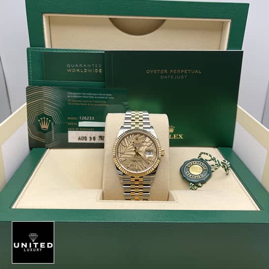 Rolex Datejust 36 126231-0033 Yellow Gold Dial Replica in the Green Rolex Box