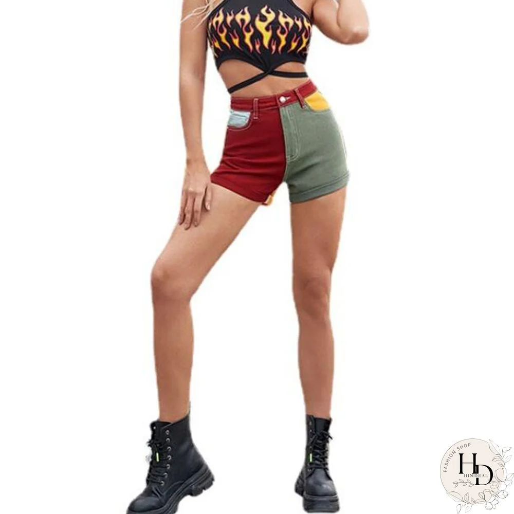 Fashion Colorful Explosive Denim Shorts