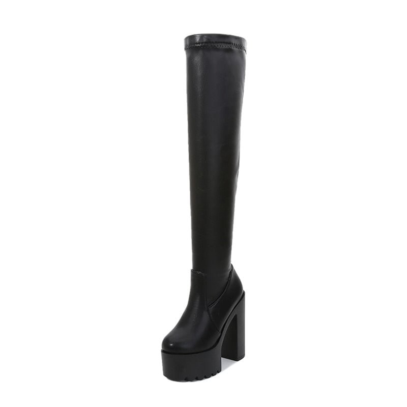 Gdgydh Thigh High Boots For Tall Women Utral High Heels Shoes Nightclub Party Platform Boots Over The Knee Women Stretch Winter