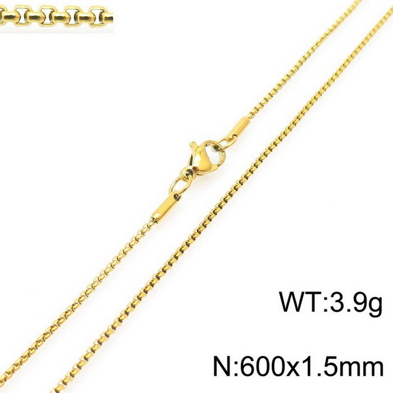 Fashion Classics Square Pearl Chain Men’s And Women’s Titanium Steel Necklace