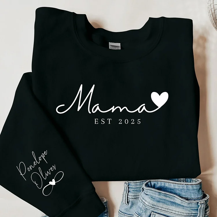 Mom,Thanks For Your Endless Love-Custom Minimalist Mama Sweatshirt with Kids Names,Best Gift For Mom
