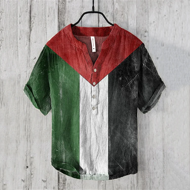 I Hope Peace Forever Print Linen Blend Cozy Shirt