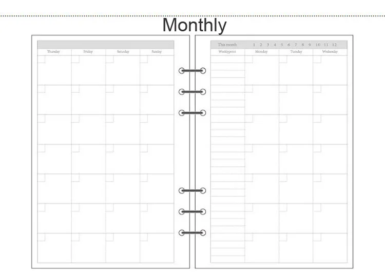 Fromthenon A5 A6 A7 Printing Paper for Spiral Notebook Planner Weekly Diary Blank Grid Pages For Filofax Office supplies