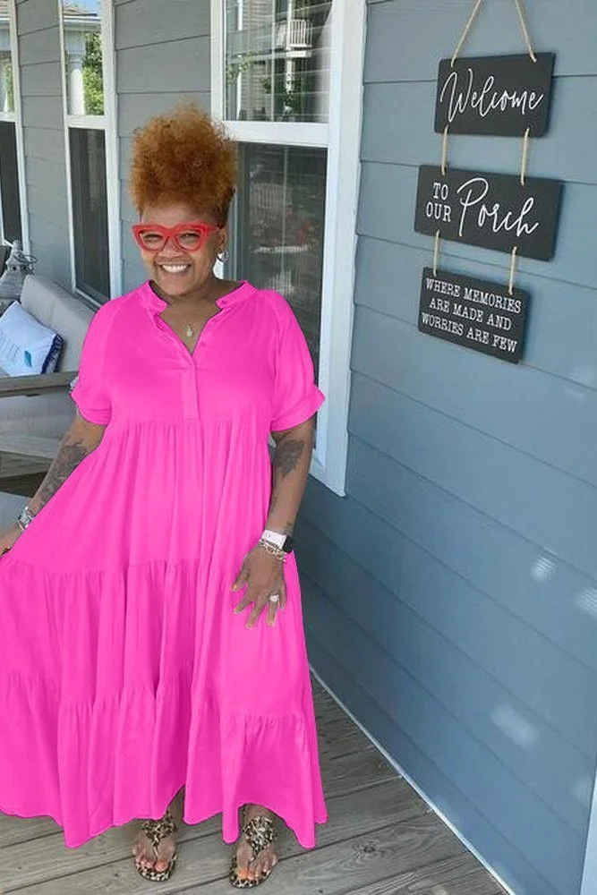 Tiered Midi Dress - Buy 2 Free Shipping