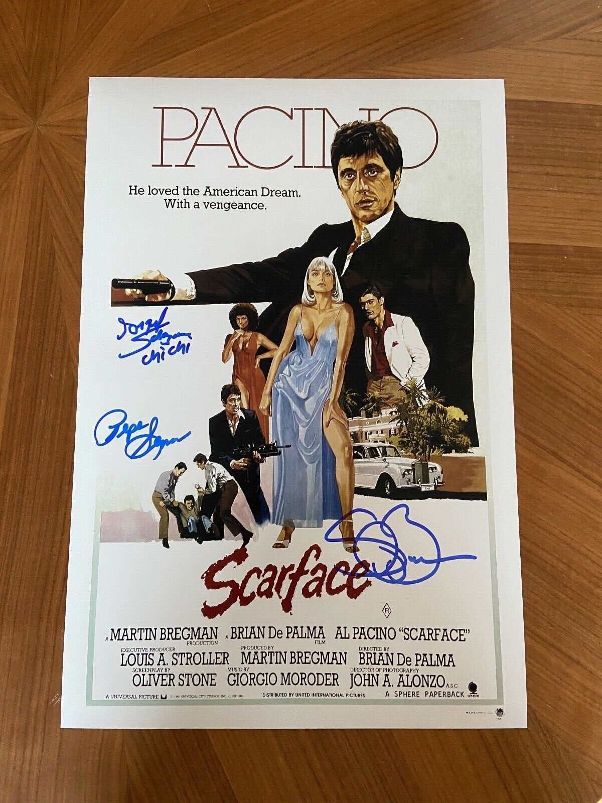 *SCARFACE* signed 12x18 poster *STEVEN BAUER, ANGEL SALAZAR, PEPE SERNA* PROOF 1