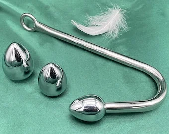 Stainless Steel Anal Hook With Three Ball (Small \ Medium \ Large) , Butt  Plug , Anal Hook Bondage , Sex Toy Fetish , Slave , BDSM , Mature