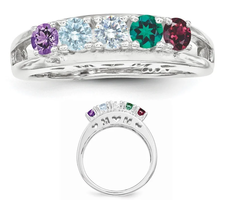 Family birthstones ring 1- 7 Stones-Mother's Jewelry