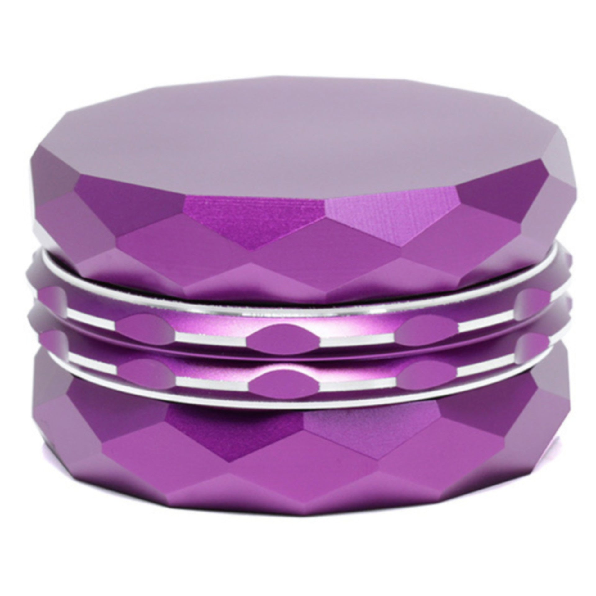 63MM 4 Part Aluminum Alloy Diamond Flat Pattern Smoke Grinder-Purple Color