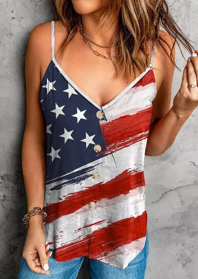 American Flag Buttons Cami Top