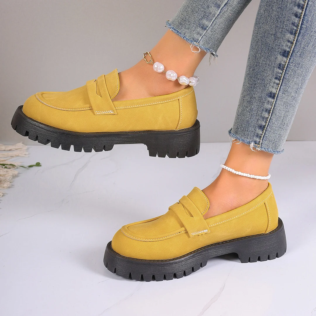 Yyvonne Spring And Autumn New Lof Shoes Pine Cake Thick Sole Foot Casual Single Shoes British Wind Coarse Fashion Women's Shoes