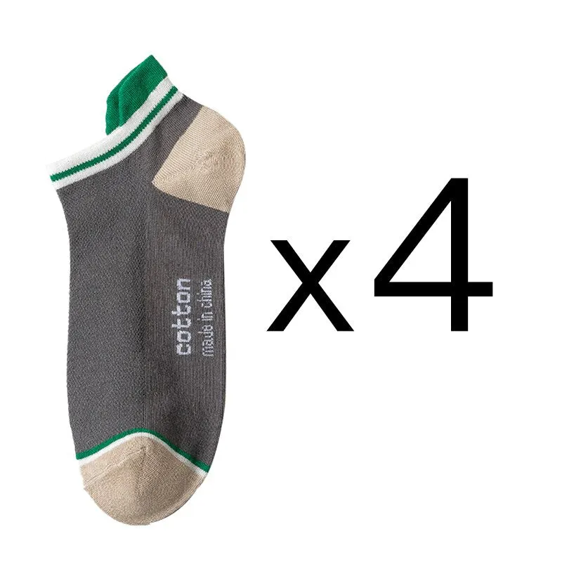 4 Pairs Men Cotton Socks Breathable Four Seasons Fashion Ankle Sock High Heel Wear Mesh Strong Elasticity Sweat funny street