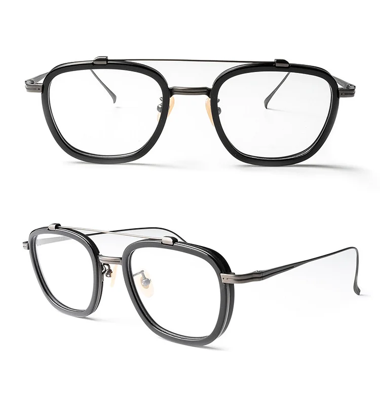 Men IP Titanium & Acetate Glasses Frame Women  Square Myopia Optical Prescription Eyeglasses Frame Tony Stark Ultralight Eyewear