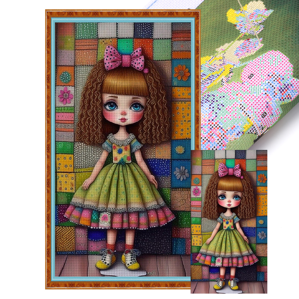 Big-Eyed Girl Full 11CT Pre-stamped Canvas(40*70cm) Cross Stitch