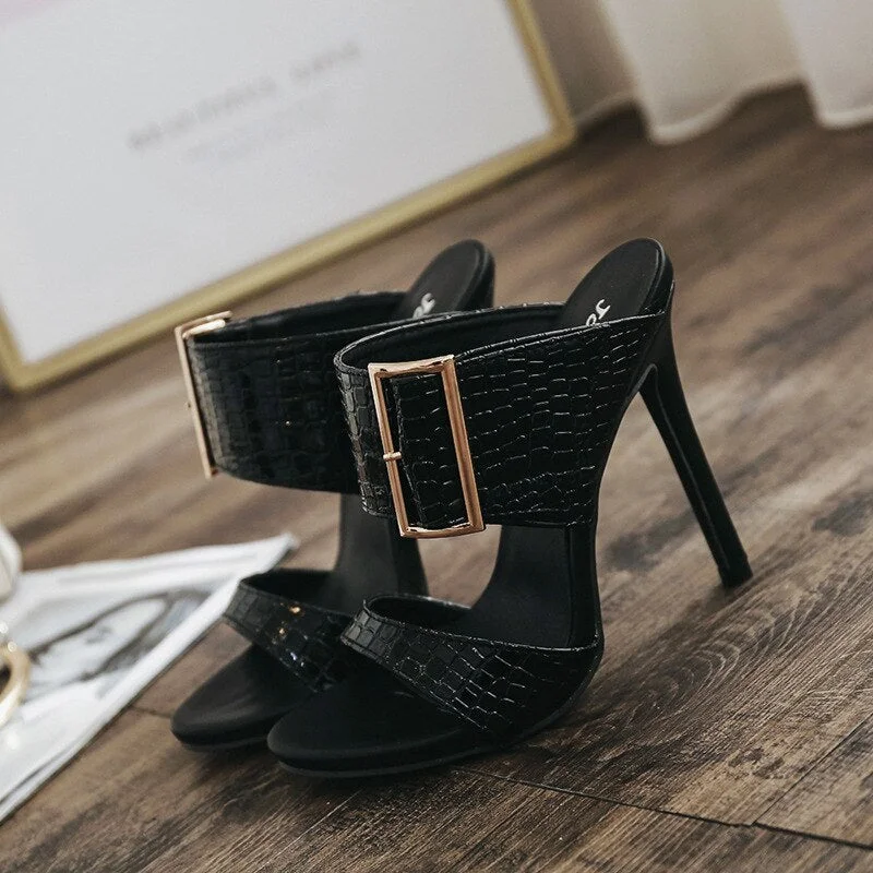 New 2020 Sandals Women Leather Peep Toe Sandals Sexy Heels Pumps Slides Ladies Casual Shoes High Heel Shoes Sandalias Mujer