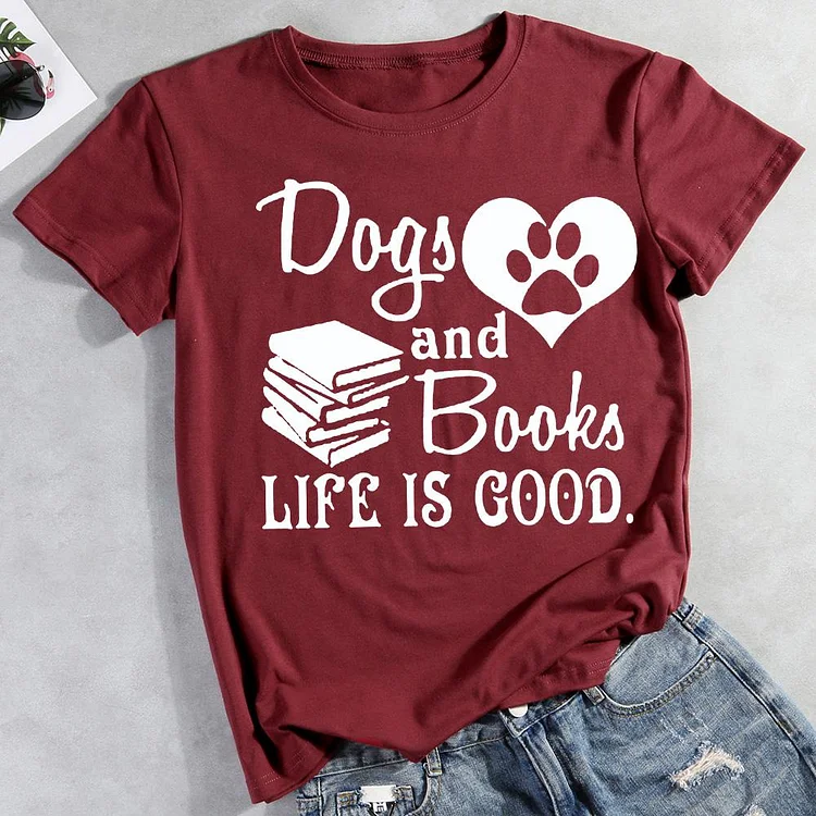 Womens Dog And ooks Are ood  Pet Animal Lover T-shirt Tee -01696-CB