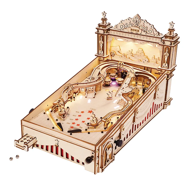 ROKR 3D Pinball Machine 3D Wooden Puzzle, Pinball Game