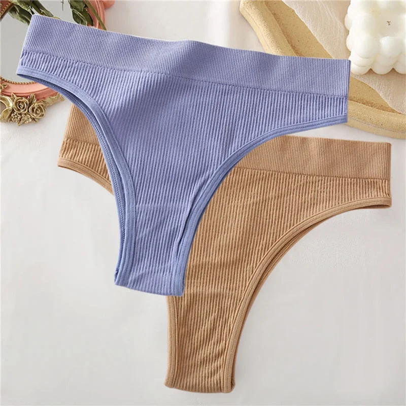 2PCS/Set Sexy Thong Panties Women's Underwear G-String Female Underpants Seamless Briefs Intimates Sexy Lingerie T-Back Pantys