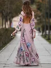 Sexy Backless Floral Printed Long Sleeves Maxi Dresses