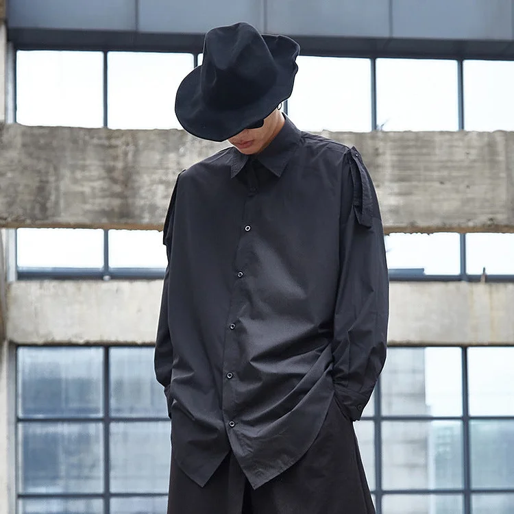 Dawfashion Techwear Streetwear-Japanese Darkwear Collection Mid-length Trench Coat Shirts-Streetfashion-Darkwear-Techwear
