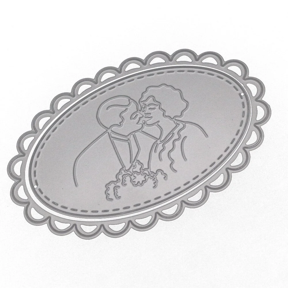 2020 Oval Frame Metal Cutting Dies Couple Decoration Cut Die Stencil DIY Scrapbooking Embossing New Craft Stamps And Dies