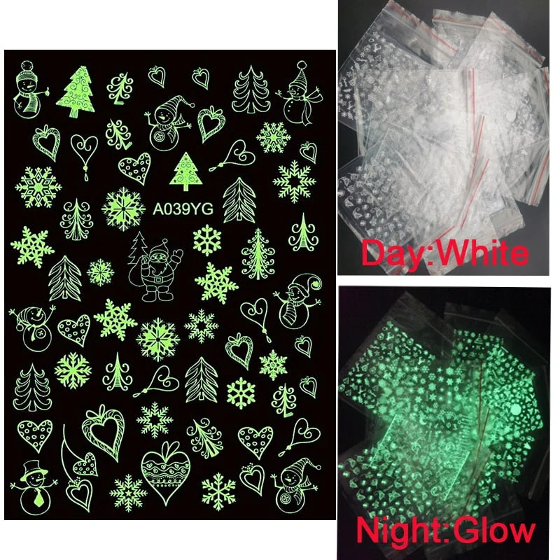 Colorful Night Lights 3D Snowflake Design Transfer Nails Art Sticker Lady Women Manicure Tools Nail Decoration Decals Adhesive