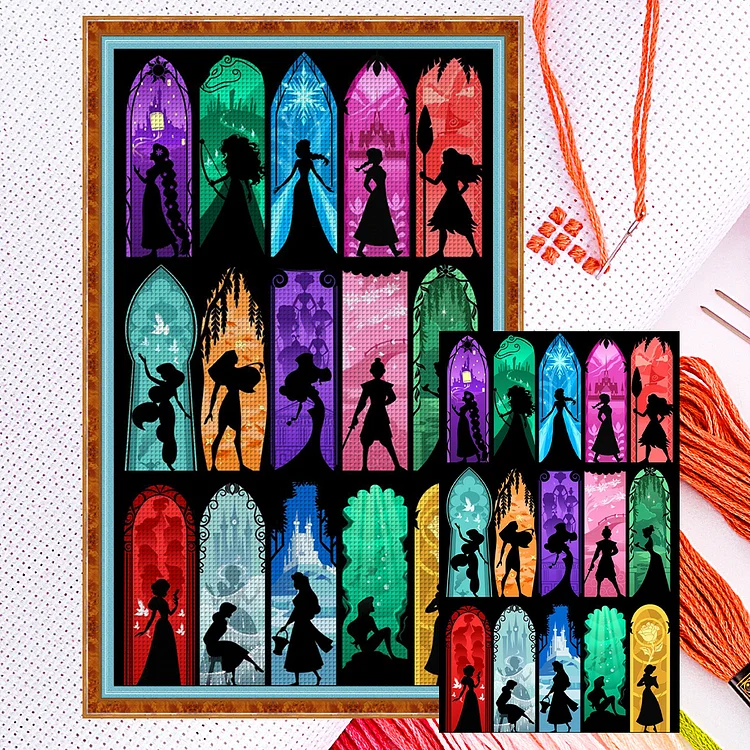 Silhouette-Disney Characters (25*40cm) 18CT Counted Cross Stitch gbfke