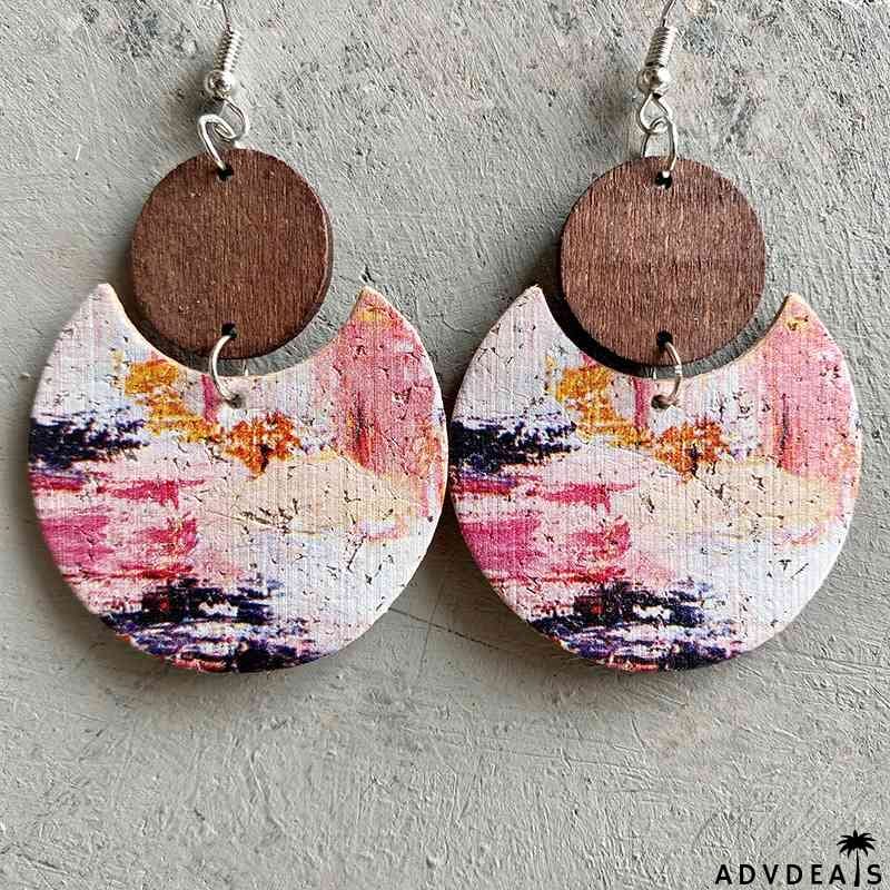 Wood & PU Drop Earrings