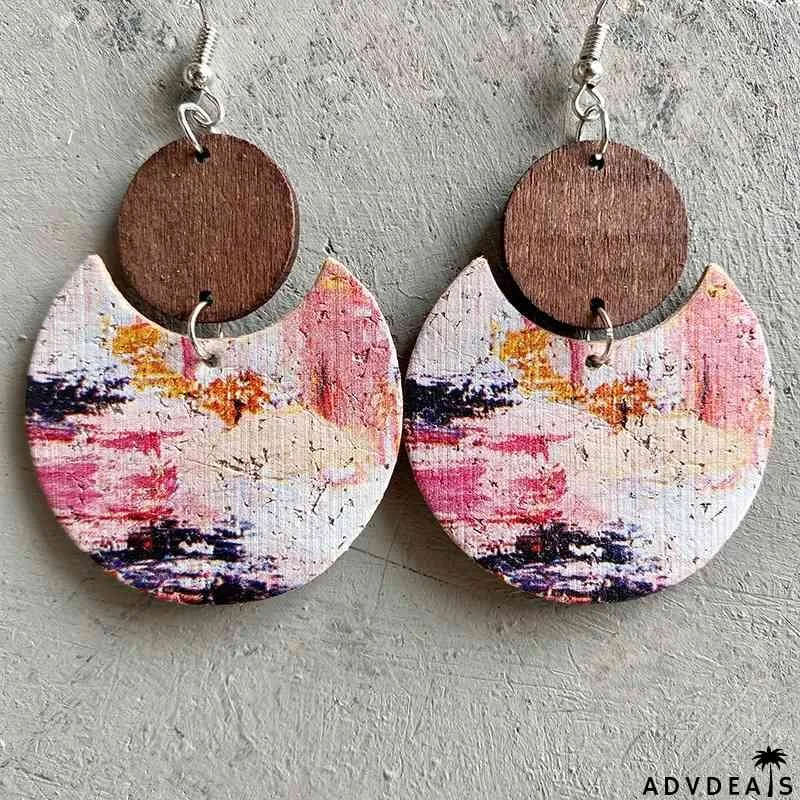 Wood & PU Drop Earrings
