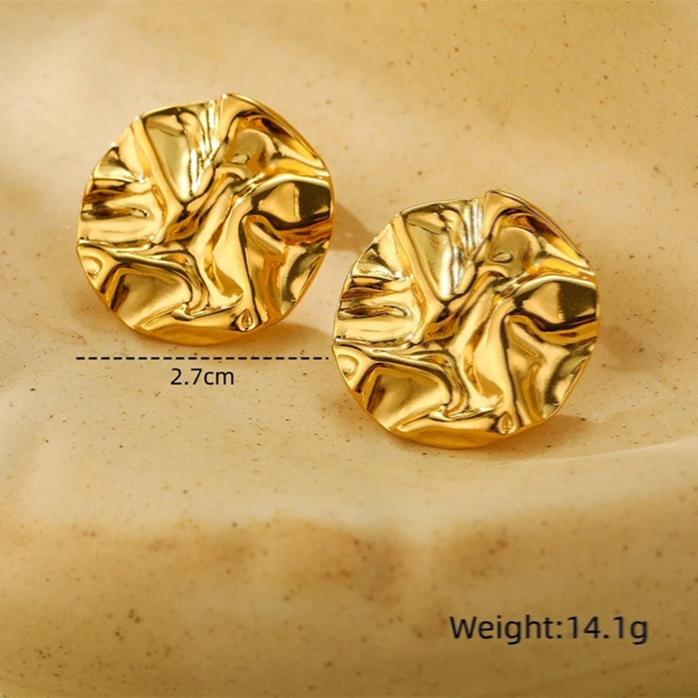 Titanium Steel Pleated Round Earrings