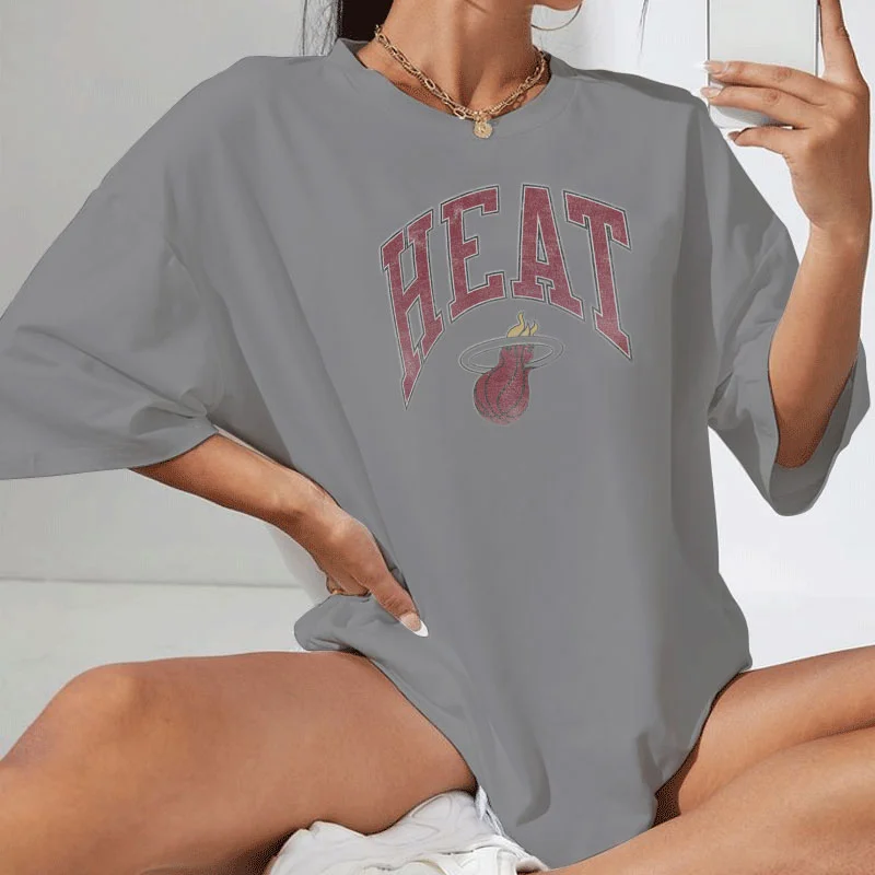 Women's Casual Loose Basketball Support Miami Heat T-Shirt