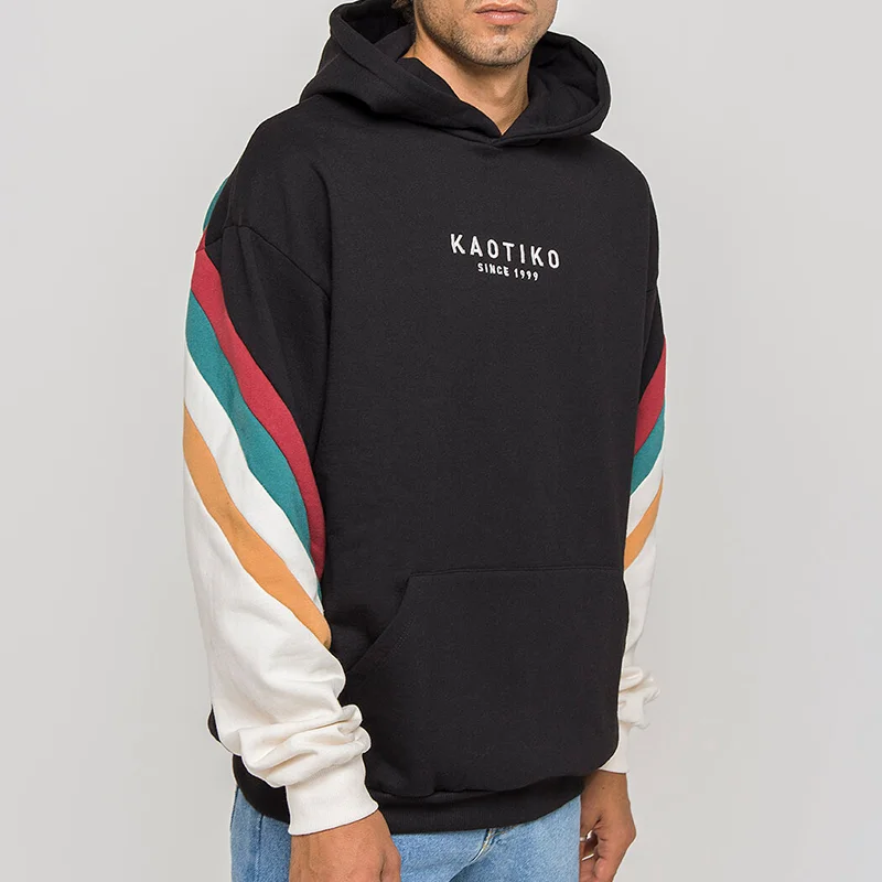 Men's Modern Casual Contrast Color Long Sleeve Hoodie