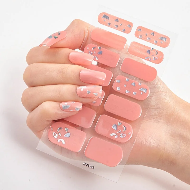 Four Sorts 0f Nail Stickers Nails Art Decoration Manicure Shiny Nail Decoration Decals Plain Stickers Nail Accesoires Women-Nail Inspo