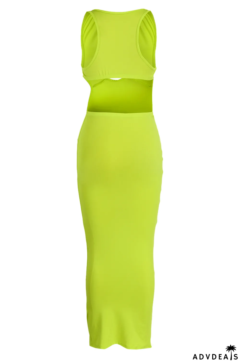 Fruit Green Sexy Solid Bandage O Neck Pencil Skirt Dresses