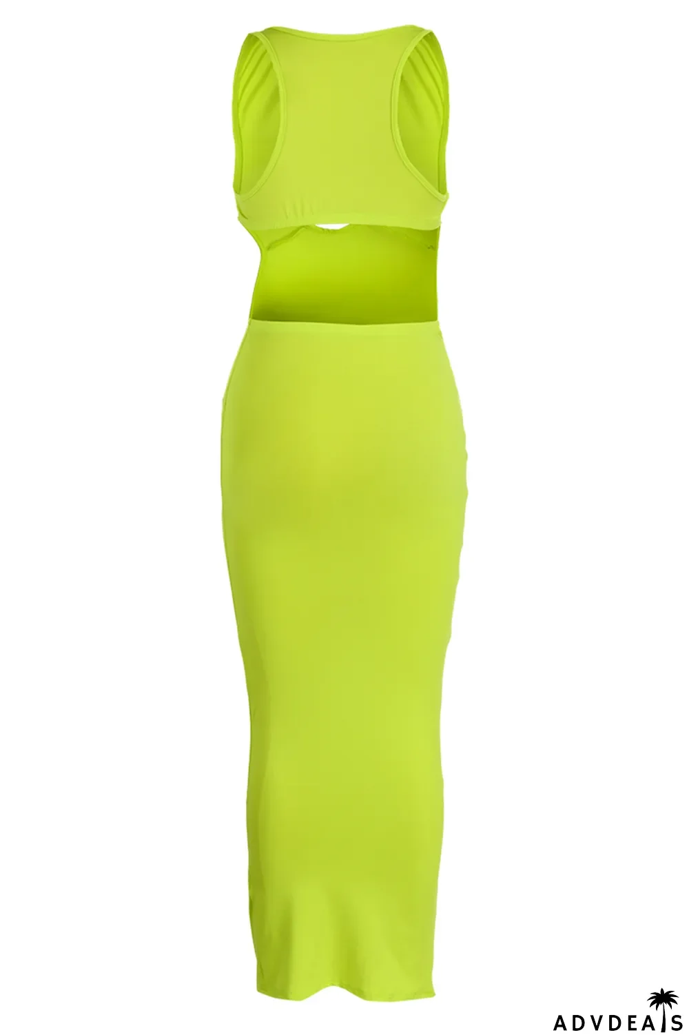 Fruit Green Sexy Solid Bandage O Neck Pencil Skirt Dresses