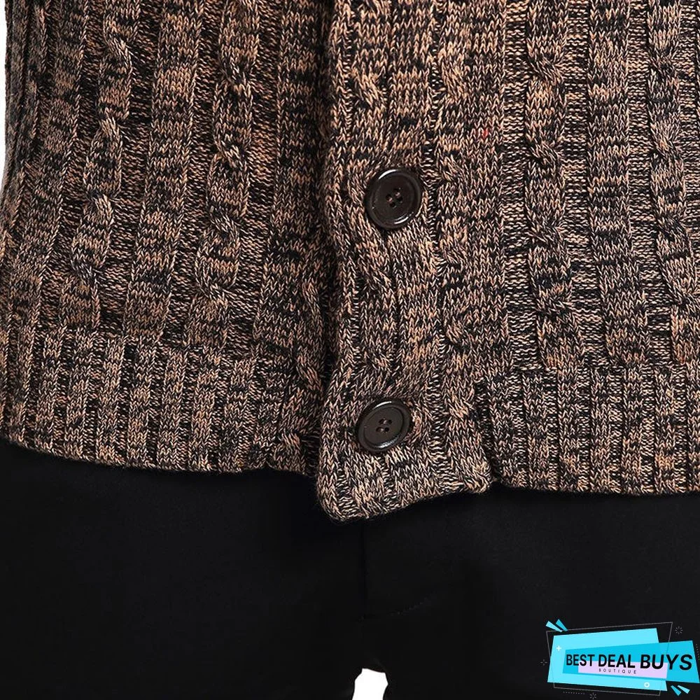 V-Neck Men's Knitted Coat