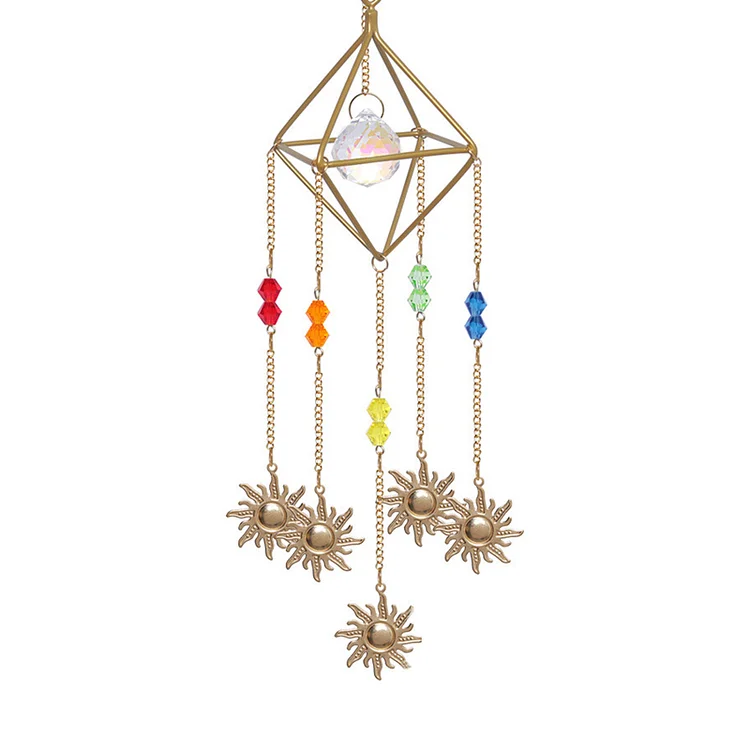 Hanging Ornament Rainbow Maker Craft Crystal Prisms Wind Chimes (Sun)