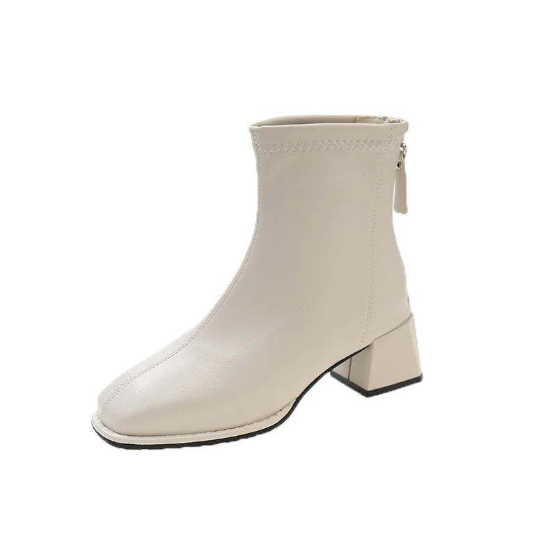 Yyvonne Boots Women's High-End Boots Spring And Autumn New Martin Boots Coarse And Korean Version Of Thin Boots After Zipper Single Boots