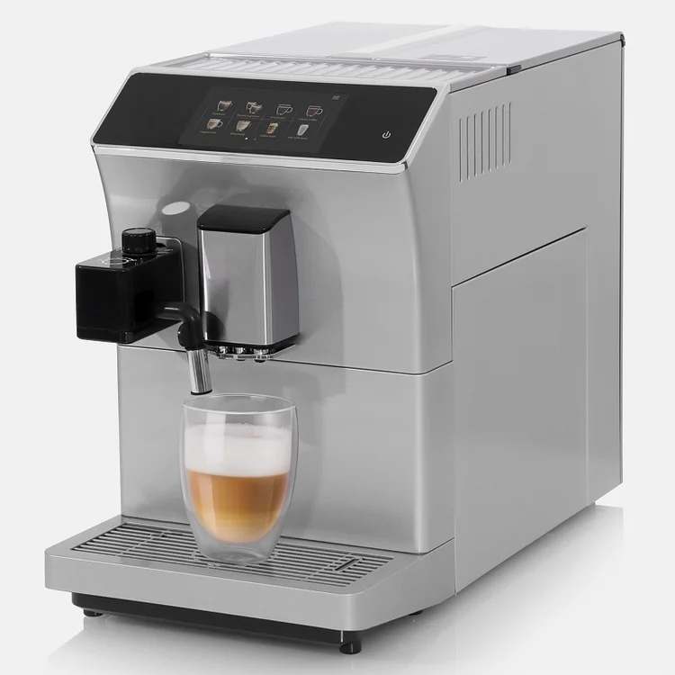 Mcilpoog WS-T6 Super Automatic Coffee Machine with Milk Jug, Built-in Small Refrigerator Silver