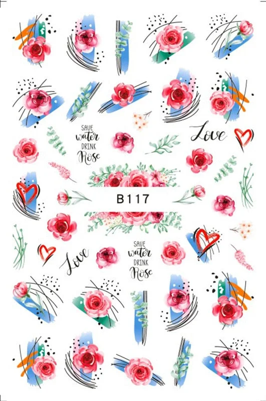 Black Rose Flower Heart 3D Nail Sticker Self-Adhesive Slider Art Decorations Valentine's Day Decals Manicure Accessories-Nail Inspo