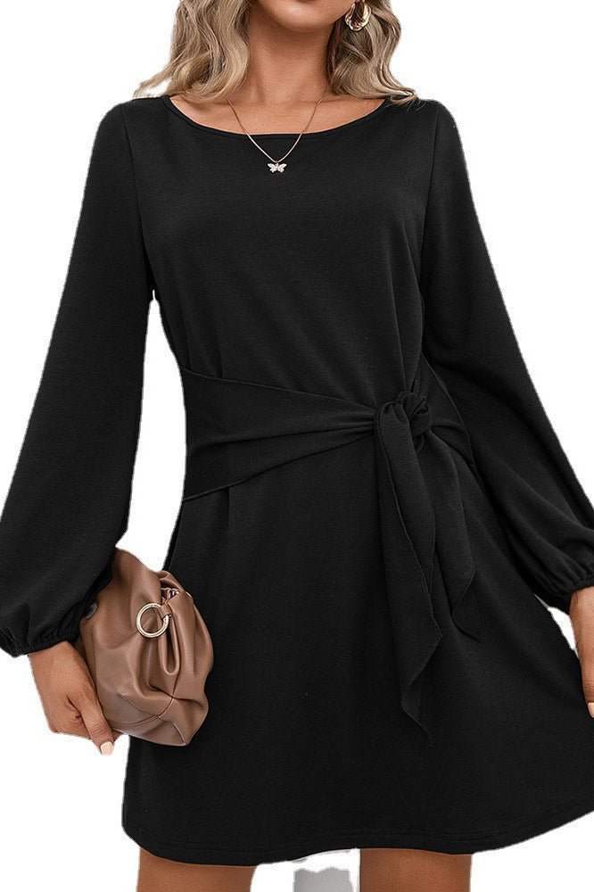 Short Black A-Line Long Sleeve Dress - Life is Beautiful for You - SheChoic