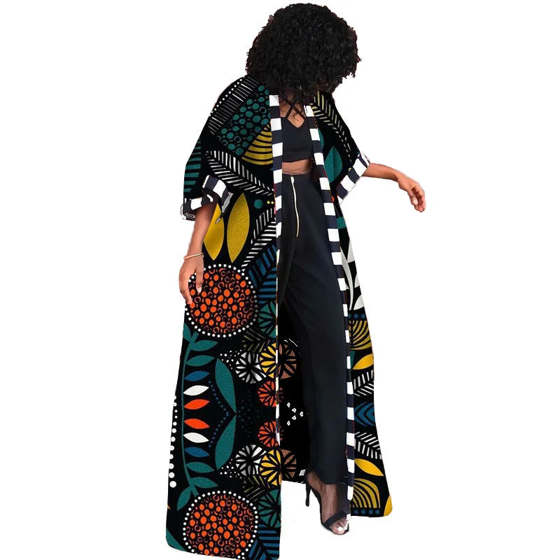 Uveng Spring Trench African Ethnic Style Long Coats