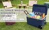 [US Local Warehouse] 70L White Cooler with Wheels Hard Shell Ice Chest Keep Food Warm Rolling Wheeled Camping Cooler for Beach Drink Beverage Picnic Fishing