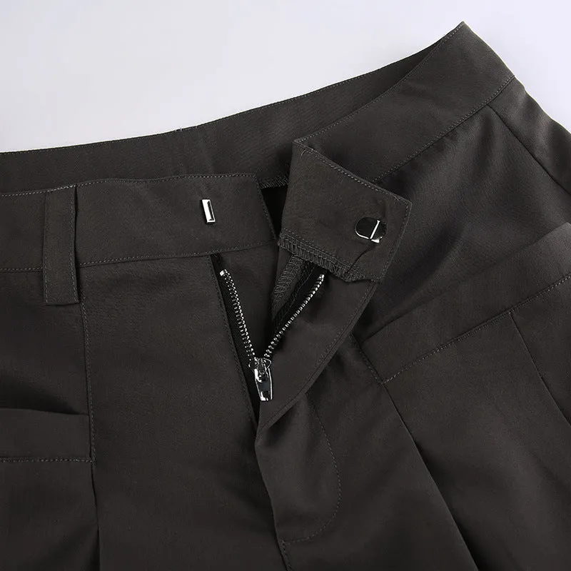 Brownm Y2K Crossover Pleated Pants