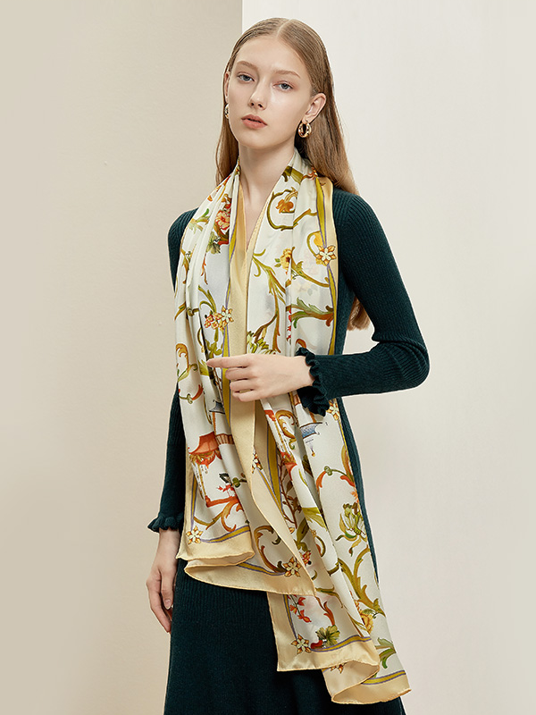 Silk Shawl Scarf Painting Style For Women