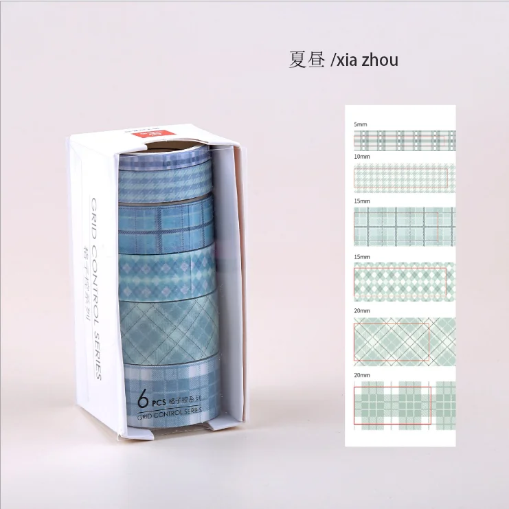 JOURNALSAY 6pcs/set Grid Sweet Cute Journal Decorate Washi Tape