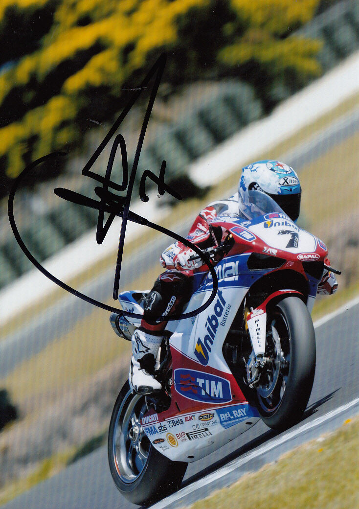 Carlos Checa Hand Signed 2012 Althea Ducati 7x5 Photo Poster painting WSBK 4.