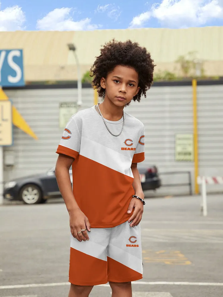 Chicago Bears  New Design Kids（5-14Y)' Casual Crew Neck T-shirt And Drawstring Shorts  2pcs/Set