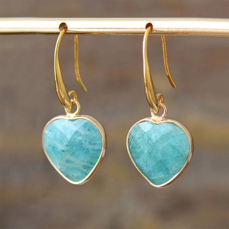 Amazonite Heart-shaped Orgone Earrings