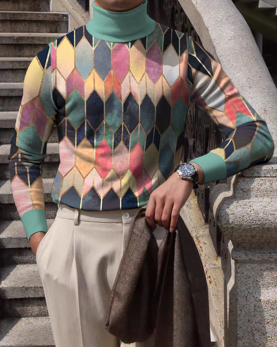 Men's Casual High Neck Knited Sweater 4064