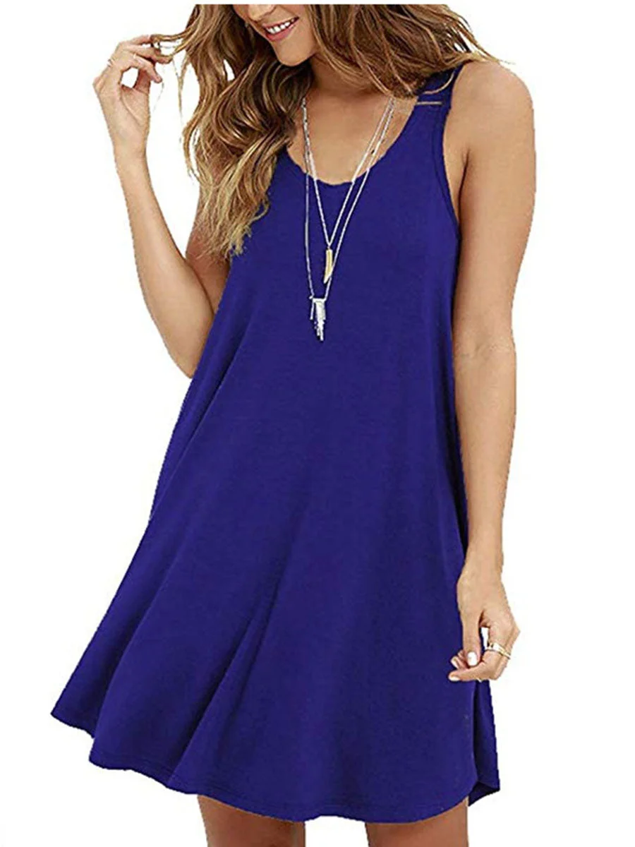 Sleeveless Solid Color Dress